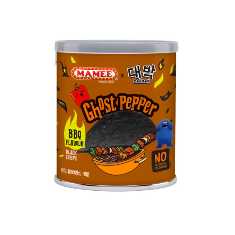Malaysian MAMEE Ghost Pepper Potato Chips - BBQ 40G - 24 Per Case